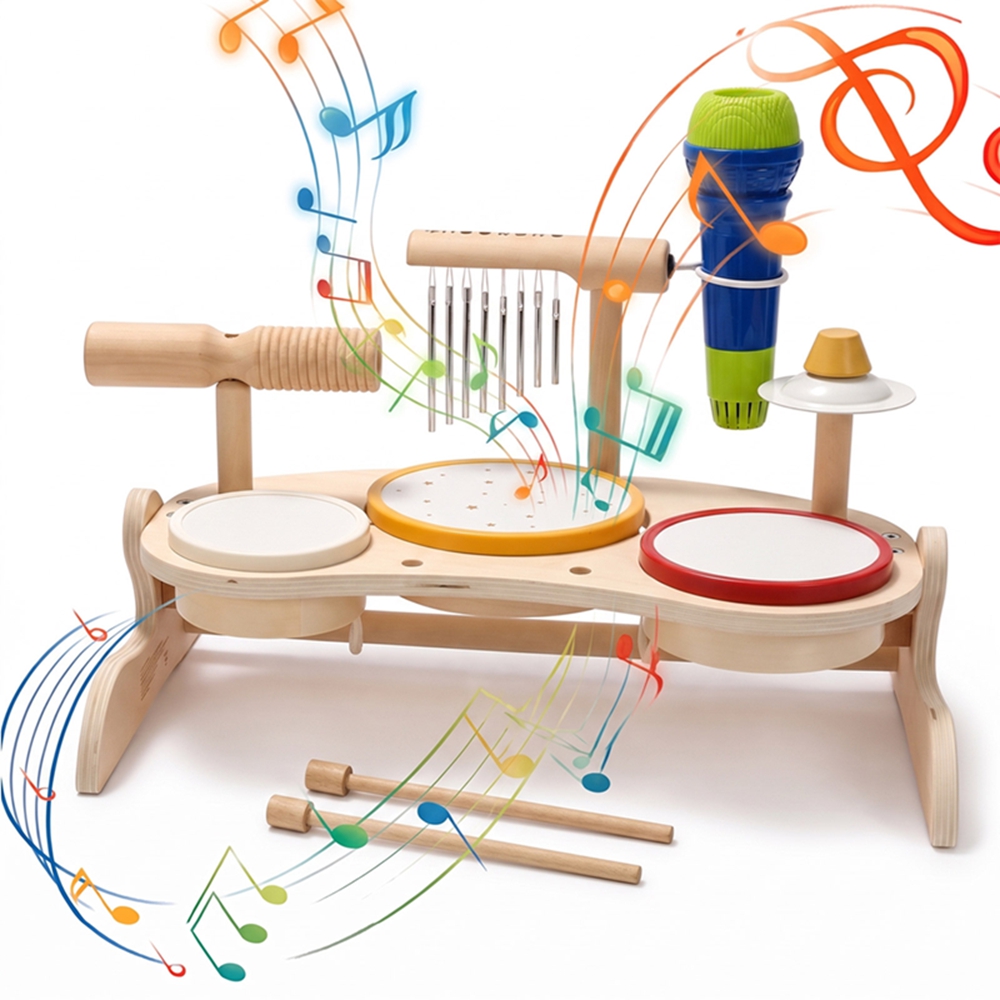 Kids Education Table - Детский деревянный барабанный набор, музыкальная игрушка,