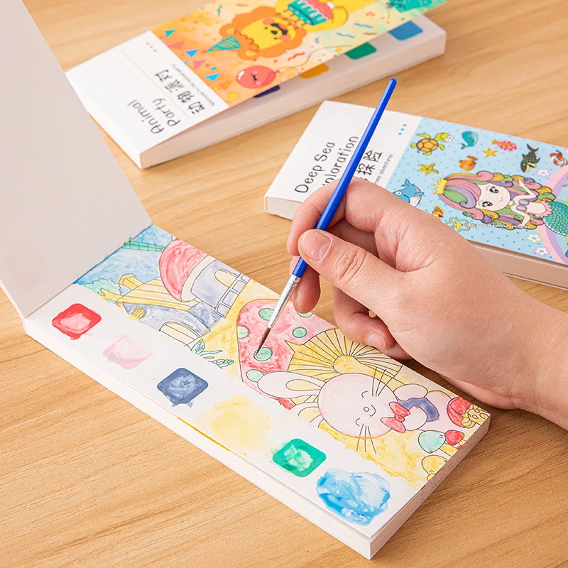 Kids Education Laptop - 20-страничная портативная книга для акварельной живописи,