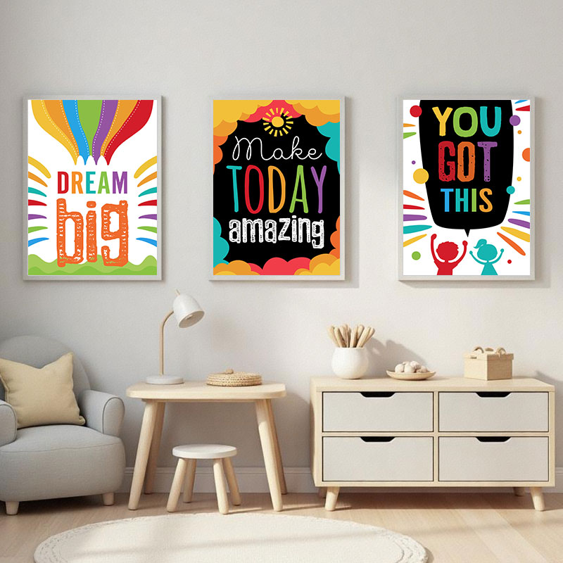Inspirational Kids Education Quotes - Красочные милые мечты, большие цитаты, холст,
